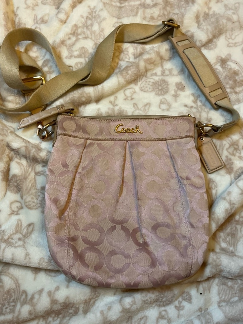 Coach Blush Pink Signature Jacquard Crossbody Bag